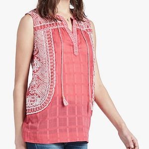 Lucky Brand Boho Embroidered Tunic Tank Top